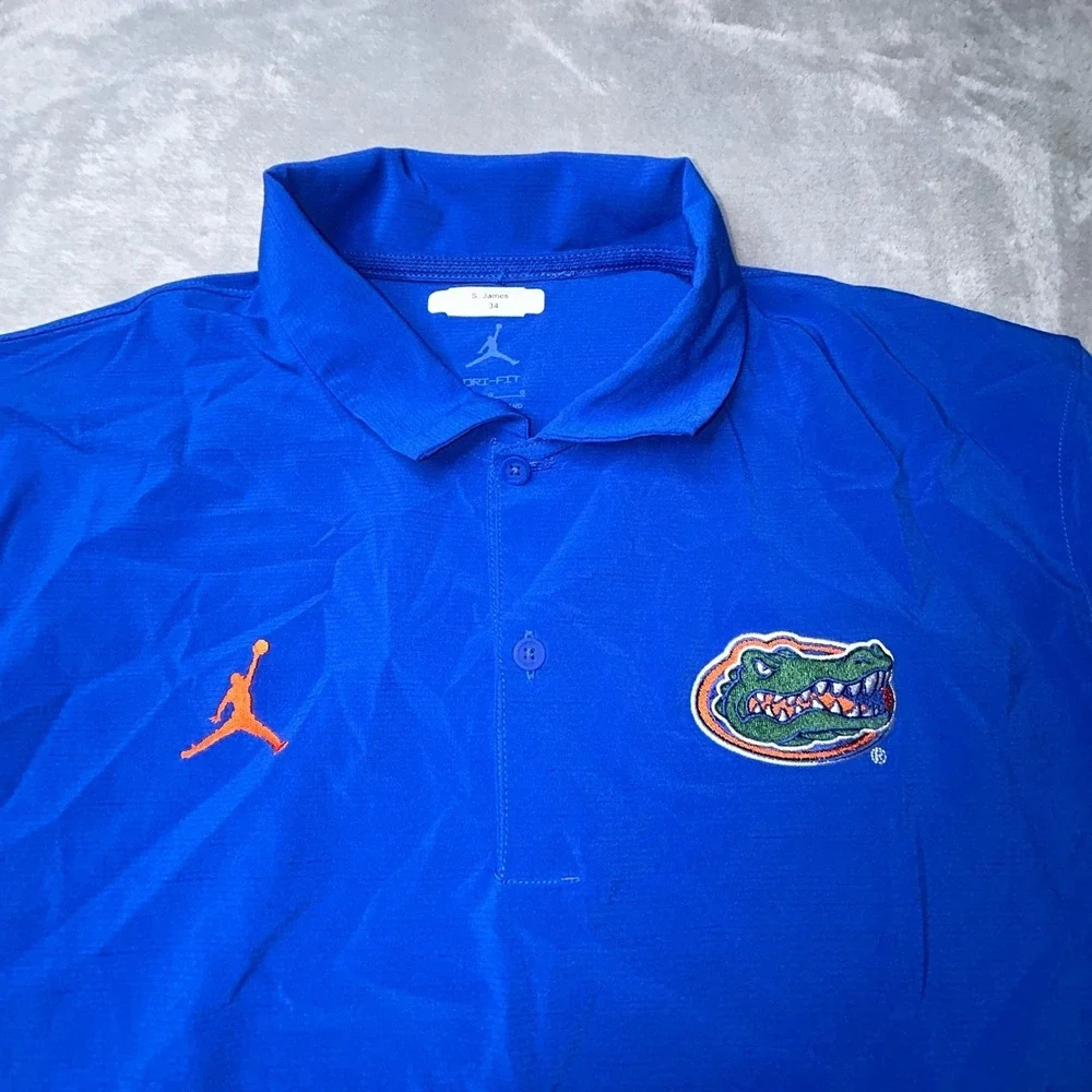 TEAM PLAYER ISSUED Men's L Jordan Jumpman Florida Gators Golf Polo Shirt Blue